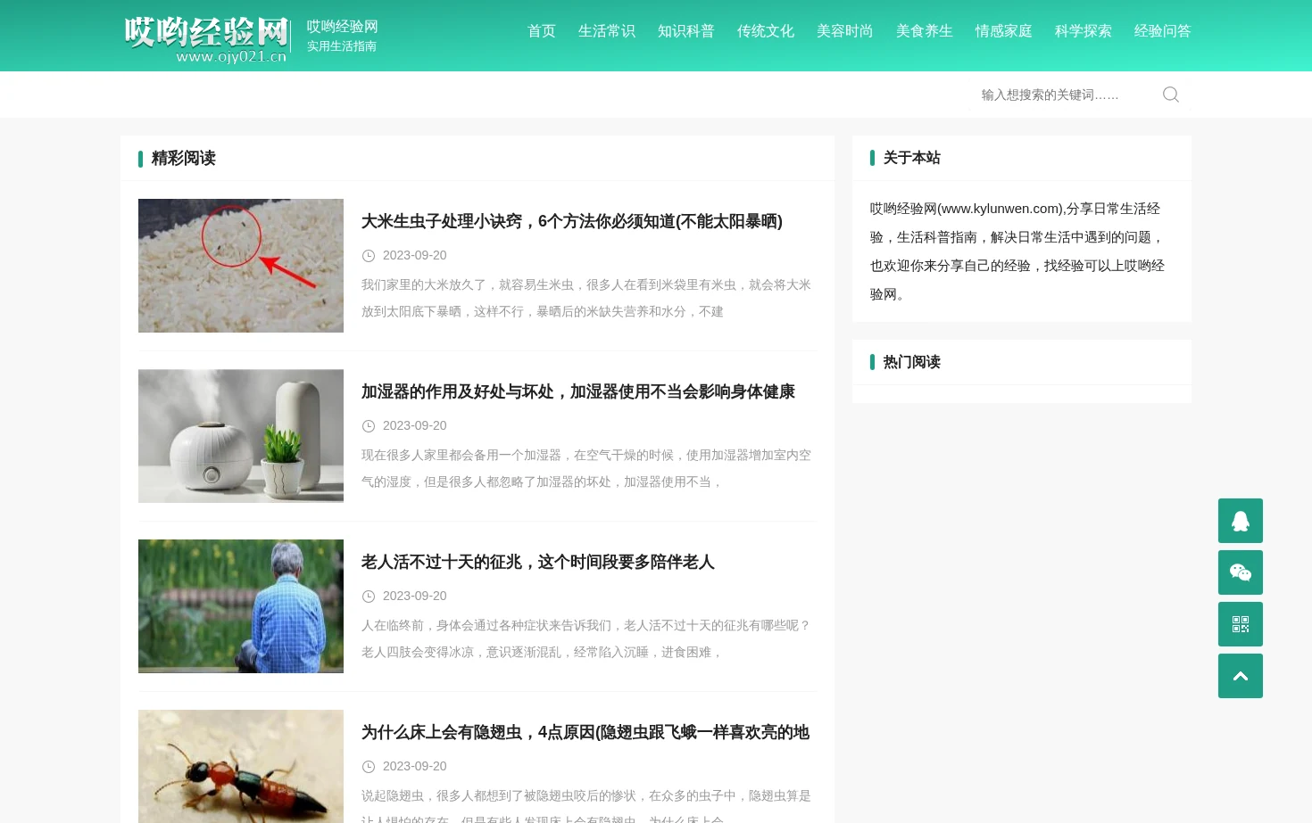 哎哟经验网 页面快照